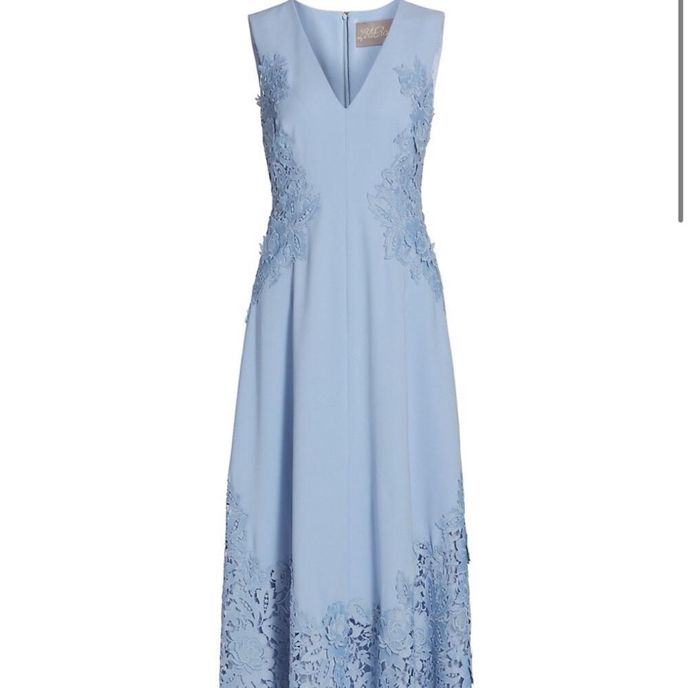 Lela Rose Embroidered Appliqué Crepe Midi Dress size 2-4